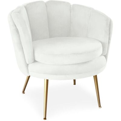MENZZO Fauteuil Arrondi Brenda Velours Blanc - Publicité MENZZO Fauteuil Arrondi Brenda Velours Blanc - Publicité
