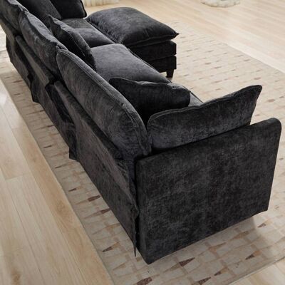 MIDUODUO Accoudoirs Cloud Canapé Sectionnel Moderne Coussin Double Couche Assise Tissu Chenille Respirant Salon Chambre Appartement Noir. Publicité MIDUODUO Accoudoirs Cloud Canapé Sectionnel Moderne Coussin Double Couche Assise Tissu Chenille Respirant Salon Chambre Appartement Noir. Publicité