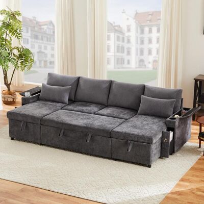 OEM Canapé-lit Quatre Places En Forme De U Avec Porte-gobelets, Canapé D'Angle Avec Rangement, Canapé Convertible, Comprenant Porte-gobelets Et Coussins, Meuble De Salon/canapé D'Appartement Multifonction - Publicité OEM Canapé-lit Quatre Places En Forme De U Avec Porte-gobelets, Canapé D'Angle Avec Rangement, Canapé Convertible, Comprenant Porte-gobelets Et Coussins, Meuble De Salon/canapé D'Appartement Multifonction - Publicité