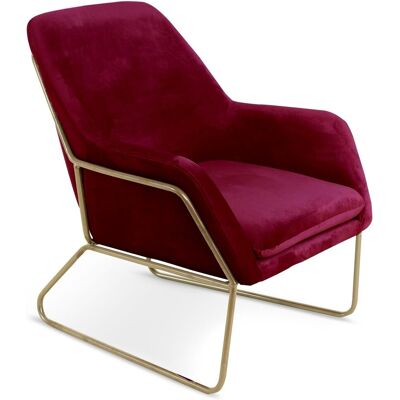 MENZZO Fauteuil Claudio Velours Rouge Pieds Métal Or - Publicité MENZZO Fauteuil Claudio Velours Rouge Pieds Métal Or - Publicité