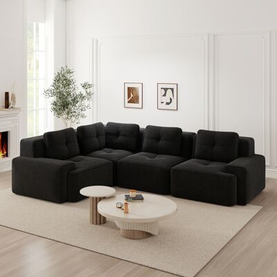 ACKERMAN Canapé Sans Ossature Pour Salon, Canapé De Bureau, Canapé Modulaire Combinable, Canapé Capitonné À Assise Profonde En Tissu Côtelé, Sans Montage, Design Antidérapant, Noir - Publicité ACKERMAN Canapé Sans Ossature Pour Salon, Canapé De Bureau, Canapé Modulaire Combinable, Canapé Capitonné À Assise Profonde En Tissu Côtelé, Sans Montage, Design Antidérapant, Noir - Publicité