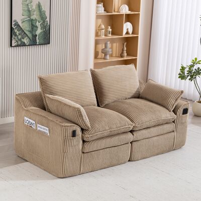 ALLAUVE Canapé 2 Places Modulable Velours Côtelé Kaki – Coussins Inclus, Deux Poches Latérales Asymétriques, Mousse Triple Couche + Ressorts À Rebond Rapide. Parfait Pour Salon, Bureau Et Autres Espaces. Publicité ALLAUVE Canapé 2 Places Modulable Velours Côtelé Kaki – Coussins Inclus, Deux Poches Latérales Asymétriques, Mousse Triple Couche + Ressorts À Rebond Rapide. Parfait Pour Salon, Bureau Et Autres Espaces. Publicité
