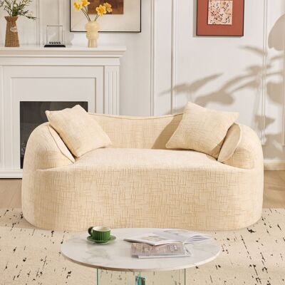 ACKERMAN Canapé D'Angle 2 Places Beige Incurvé Avec Accoudoirs Et 2 Coussins. Idéal Pour Petits Appartements, Salon Ou Chambre - Publicité ACKERMAN Canapé D'Angle 2 Places Beige Incurvé Avec Accoudoirs Et 2 Coussins. Idéal Pour Petits Appartements, Salon Ou Chambre - Publicité