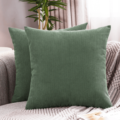 OEM Housse De Coussin Décorative En Velours Côtelé, 45 X 45 Cm, Coloris Uni Doux À Rayures Carrées, Vert Sapin – Convient Aux Coussins De Taille Standard - Publicité OEM Housse De Coussin Décorative En Velours Côtelé, 45 X 45 Cm, Coloris Uni Doux À Rayures Carrées, Vert Sapin – Convient Aux Coussins De Taille Standard - Publicité