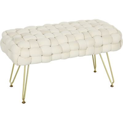 ACKERMAN Tabouret De Repose-pieds, Banc Rembourré Aspect Velours, Repose-pieds Avec Assise Rembourrée, Pieds En Métal, Pour Salon, Chambre À Coucher, 76 X 38 X 41,5 Cm, Blanc Crème - Publicité ACKERMAN Tabouret De Repose-pieds, Banc Rembourré Aspect Velours, Repose-pieds Avec Assise Rembourrée, Pieds En Métal, Pour Salon, Chambre À Coucher, 76 X 38 X 41,5 Cm, Blanc Crème - Publicité