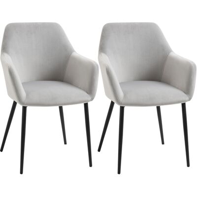 ACKERMAN Lot De 2 Chaises De Salle À Manger, Chaise De Cuisine Avec Dossier, Fauteuil Rembourré Aspect Velours, Pieds En Acier, Gris Clair, 54 X 57 X 80 Cm Pour Salon - Publicité ACKERMAN Lot De 2 Chaises De Salle À Manger, Chaise De Cuisine Avec Dossier, Fauteuil Rembourré Aspect Velours, Pieds En Acier, Gris Clair, 54 X 57 X 80 Cm Pour Salon - Publicité