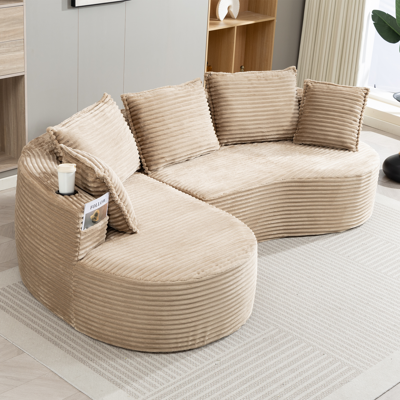 HAUSS SPOLE Canapé D'Angle Incurvé 3 Places Avec Porte-gobelets, Poches Latérales Et Coussin, Éponge Haute Densité, 250x152x82 Cm, Velours Côtelé Kaki - Publicité HAUSS SPOLE Canapé D'Angle Incurvé 3 Places Avec Porte-gobelets, Poches Latérales Et Coussin, Éponge Haute Densité, 250x152x82 Cm, Velours Côtelé Kaki - Publicité