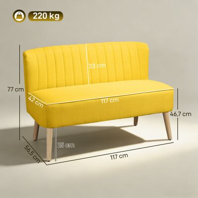 ALMASTORE Canape 2 Places Rembourrage Doux Revetement Facile D'Entretien 117 X 56,5 X 77 Cm Jaune - Publicité ALMASTORE Canape 2 Places Rembourrage Doux Revetement Facile D'Entretien 117 X 56,5 X 77 Cm Jaune - Publicité