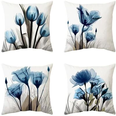 OEM 8 Housses De Coussin Bleu Fleurs, Lin Doux Extérieur, Coussins Décoratifs Scandinaves Pour Jardin Et Canapé - Publicité OEM 8 Housses De Coussin Bleu Fleurs, Lin Doux Extérieur, Coussins Décoratifs Scandinaves Pour Jardin Et Canapé - Publicité