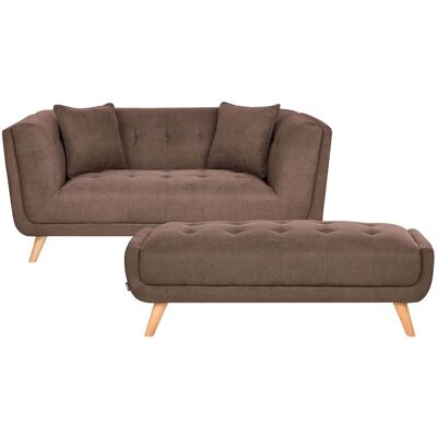 BELIANI Canapé Avec Pouf Retro En Tissu 2 Places Pieds En Bois Coussins Décoratifs Marron Foncé Habo - Publicité BELIANI Canapé Avec Pouf Retro En Tissu 2 Places Pieds En Bois Coussins Décoratifs Marron Foncé Habo - Publicité