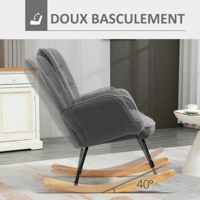 OEM Fauteuil À Bascule Rocking Chair Laine Bouclée Acier 71x98x101 Cm Gris Foncé - Publicité OEM Fauteuil À Bascule Rocking Chair Laine Bouclée Acier 71x98x101 Cm Gris Foncé - Publicité