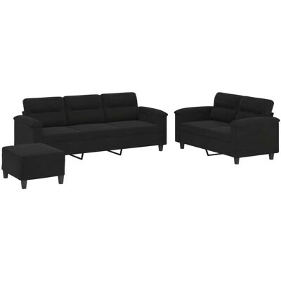 Maison Exclusive - Ensemble De Canapés 3 Pcs Avec Coussins Noir Tissu Microfibre - Publicité Maison Exclusive - Ensemble De Canapés 3 Pcs Avec Coussins Noir Tissu Microfibre - Publicité