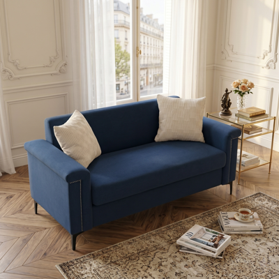 KELLANY Fx-p22eu-bu (sofa 557-39) Canapé 2 Places Minimaliste De Style Nordique – Tissu En Lin Doux, Pieds En Fer Robustes, Idéal Pour Les Petits Salons - Publicité KELLANY Fx-p22eu-bu (sofa 557-39) Canapé 2 Places Minimaliste De Style Nordique – Tissu En Lin Doux, Pieds En Fer Robustes, Idéal Pour Les Petits Salons - Publicité