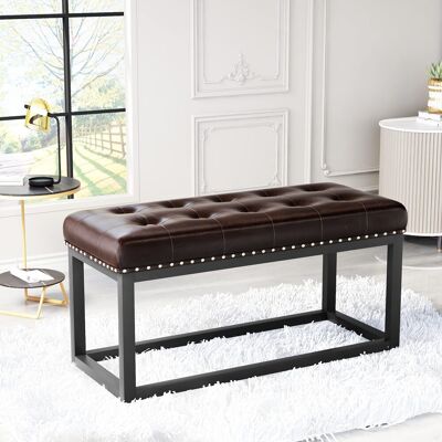 ACKERMAN 36" Vintage Upholstered Bench With Button Tufted Faux Leather Seat, Industrial Metal Frame Dining Bench For Entryway, Bedroom, Living Room, Or End Of Bed (black) - Publicité ACKERMAN 36" Vintage Upholstered Bench With Button Tufted Faux Leather Seat, Industrial Metal Frame Dining Bench For Entryway, Bedroom, Living Room, Or End Of Bed (black) - Publicité