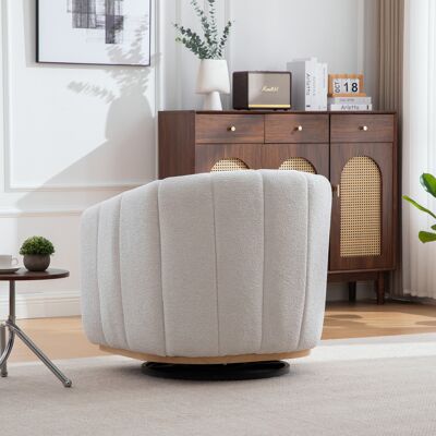 MIDUODUO Ottoman Chenille Ivoire 360° Pivotant,fauteuil Tonneau À Pompons Forme Citrouille Pour Salon Et Chambre - Publicité MIDUODUO Ottoman Chenille Ivoire 360° Pivotant,fauteuil Tonneau À Pompons Forme Citrouille Pour Salon Et Chambre - Publicité
