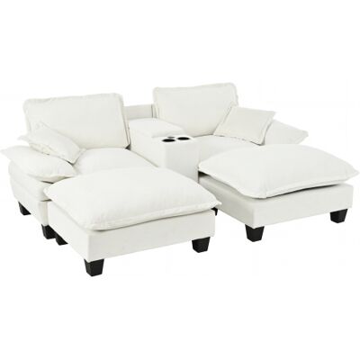 Acavallo Canapé Multifonction — Doté De Porte-gobelets, De Compartiments De Rangement Et De Ports Usb — Comprend Deux Poufs Et Deux Coussins Décoratifs — Revêtement En Tissu Chenille — Idéal Pour Les Apparteme - Publicité Acavallo Canapé Multifonction — Doté De Porte-gobelets, De Compartiments De Rangement Et De Ports Usb — Comprend Deux Poufs Et Deux Coussins Décoratifs — Revêtement En Tissu Chenille — Idéal Pour Les Apparteme - Publicité