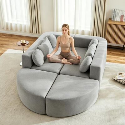 ACKERMAN Canapé-lit Modulable Avec Fonction Couchage, Canapé Nuage Entièrement Compressible, Tissu Chenille, Aucun Assemblage Requis, Gris, 292 X 165 X 68 Cm - Publicité ACKERMAN Canapé-lit Modulable Avec Fonction Couchage, Canapé Nuage Entièrement Compressible, Tissu Chenille, Aucun Assemblage Requis, Gris, 292 X 165 X 68 Cm - Publicité