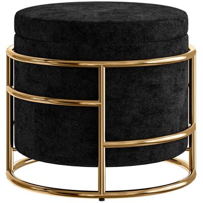 OEM Pouf De Rangement, Repose-pieds Rembourré, Structure En Métal, Plaqué Or, Noir - Publicité OEM Pouf De Rangement, Repose-pieds Rembourré, Structure En Métal, Plaqué Or, Noir - Publicité