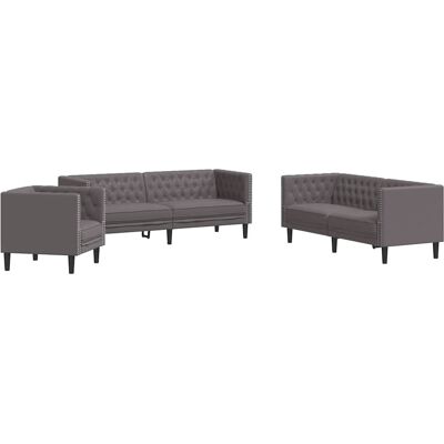 Maison Exclusive - Ensemble De Canapé Chesterfield 3 Pcs Gris Similicuir - Publicité Maison Exclusive - Ensemble De Canapé Chesterfield 3 Pcs Gris Similicuir - Publicité
