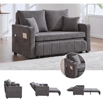 OEM Canapé Multifonctionnel En Tissu, Canapé Pliant Extensible, Utilisable Comme Canapé Ou Lit, Avec Poches De Rangement Sur Les Accoudoirs, Fonction De Chargement Usb Et Porte-gobelets (tissu Chenille Gr - Publicité OEM Canapé Multifonctionnel En Tissu, Canapé Pliant Extensible, Utilisable Comme Canapé Ou Lit, Avec Poches De Rangement Sur Les Accoudoirs, Fonction De Chargement Usb Et Porte-gobelets (tissu Chenille Gr - Publicité