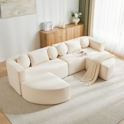 LEMONBEST Canapé-lit Cloud Modulable 4 Places 292x165x68 Cm, Avec Couchage, Entièrement Compressé Sans Montage, Tissu Chenille, Beige - Publicité LEMONBEST Canapé-lit Cloud Modulable 4 Places 292x165x68 Cm, Avec Couchage, Entièrement Compressé Sans Montage, Tissu Chenille, Beige - Publicité