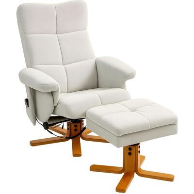 OEM Fauteuil De Massage Inclinable Avec Repose-pieds, Inclinaison À 145°, Polyester, 80 X 86 X 99 Cm, Blanc Crème - Publicité OEM Fauteuil De Massage Inclinable Avec Repose-pieds, Inclinaison À 145°, Polyester, 80 X 86 X 99 Cm, Blanc Crème - Publicité