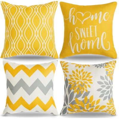 OEM Housse De Coussin Géométrique 45x45cm – Motif Jaune Et Gris – Fermeture Éclair Cachée – Décoration Moderne Pour Salon Et Chambre - Publicité OEM Housse De Coussin Géométrique 45x45cm – Motif Jaune Et Gris – Fermeture Éclair Cachée – Décoration Moderne Pour Salon Et Chambre - Publicité