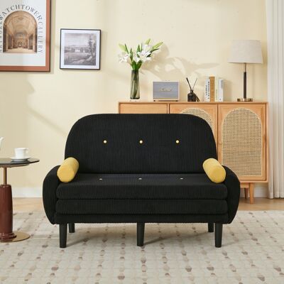DREAMMESPACE Canapé Convertible 2 Places - 133.5x77x85cm - Fauteuil Inclinable Avec Espace De Rangement - En Velours Côtelé Noir - Publicité DREAMMESPACE Canapé Convertible 2 Places - 133.5x77x85cm - Fauteuil Inclinable Avec Espace De Rangement - En Velours Côtelé Noir - Publicité