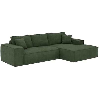 VENTE-UNIQUE Canapé D'Angle Droit Convertible Express En Velours Côtelé Vert Sapin - Couchage 140 Cm - Matelas 13 Cm Avec Mémoire De Forme - Amelia - Publicité VENTE-UNIQUE Canapé D'Angle Droit Convertible Express En Velours Côtelé Vert Sapin - Couchage 140 Cm - Matelas 13 Cm Avec Mémoire De Forme - Amelia - Publicité