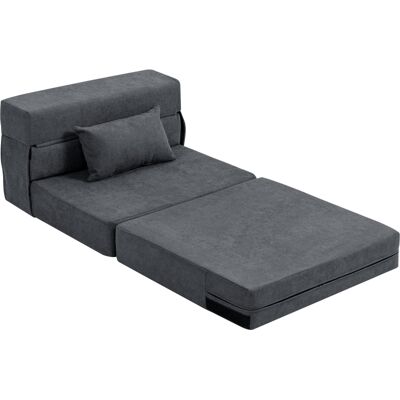 ACKERMAN Fauteuil-lit 3 En 1, Canapé-lit Pliable Avec Fonction Lit, Coussin Lombaire, Fauteuil Relax Aspect Flanelle, Méridienne Pour Salon, Gris Foncé - Publicité ACKERMAN Fauteuil-lit 3 En 1, Canapé-lit Pliable Avec Fonction Lit, Coussin Lombaire, Fauteuil Relax Aspect Flanelle, Méridienne Pour Salon, Gris Foncé - Publicité