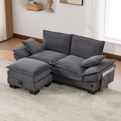 VIVACASA Canapé Modulable 2 Places Velours Côtelé Pouf Assise Large Ergonomique Mousse Haute Densité Usb-c Poches Latérales Gris Foncé - Publicité VIVACASA Canapé Modulable 2 Places Velours Côtelé Pouf Assise Large Ergonomique Mousse Haute Densité Usb-c Poches Latérales Gris Foncé - Publicité