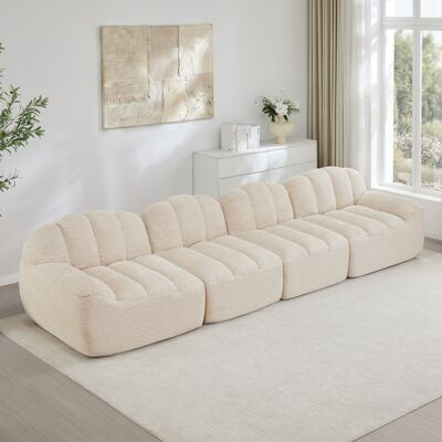 ACKERMAN Canapé Modulaire 4 Places, Forme De Coquillage, Canapé Sans Ossature En Mousse Haute Densité 32d, Assise Profonde, Idéal Pour Salon, Tissu Doux, Beige Blanc - Publicité ACKERMAN Canapé Modulaire 4 Places, Forme De Coquillage, Canapé Sans Ossature En Mousse Haute Densité 32d, Assise Profonde, Idéal Pour Salon, Tissu Doux, Beige Blanc - Publicité
