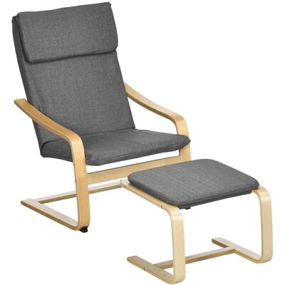 OEM Fauteuil Avec Repose-pieds, Ensemble Fauteuil, Aspect Lin, Bois Massif, Gris Et Naturel - Publicité OEM Fauteuil Avec Repose-pieds, Ensemble Fauteuil, Aspect Lin, Bois Massif, Gris Et Naturel - Publicité