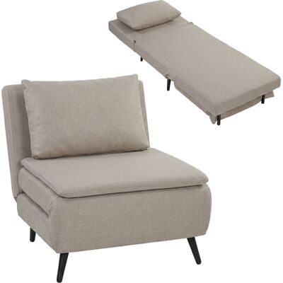 Fauteuil Convertible 1 Place - Homcom - Clic-clac 3 En 1 - Dossier Réglable, Oreiller, Assise Large - Lin - 75x88x78cm - Marron - Publicité Fauteuil Convertible 1 Place - Homcom - Clic-clac 3 En 1 - Dossier Réglable, Oreiller, Assise Large - Lin - 75x88x78cm - Marron - Publicité