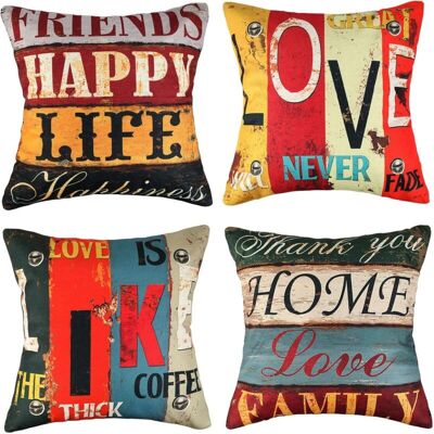 ENLENK Housse Coussin 45 X 45 Cm Taie D'Oreiller Lin Rétro Coussin Love Home Carré Housse De Coussin Rayé Taie D'Oreiller Pour La Maison Salon Canapé Chambre Décoration Lot De 4 - Publicité ENLENK Housse Coussin 45 X 45 Cm Taie D'Oreiller Lin Rétro Coussin Love Home Carré Housse De Coussin Rayé Taie D'Oreiller Pour La Maison Salon Canapé Chambre Décoration Lot De 4 - Publicité