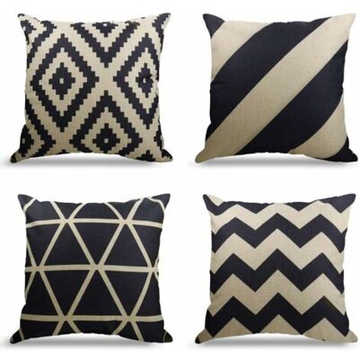 ABYSSE Lot De 4 Housse De Coussin Canapé Taie D'Oreiller Decoration Canapé Housses De Coussin En Lin D'Extérieur Housse De Coussin Décoration Pour Chambre, Canapé, Lit,jardin (black-beige, 45x45cm) - Publicité ABYSSE Lot De 4 Housse De Coussin Canapé Taie D'Oreiller Decoration Canapé Housses De Coussin En Lin D'Extérieur Housse De Coussin Décoration Pour Chambre, Canapé, Lit,jardin (black-beige, 45x45cm) - Publicité