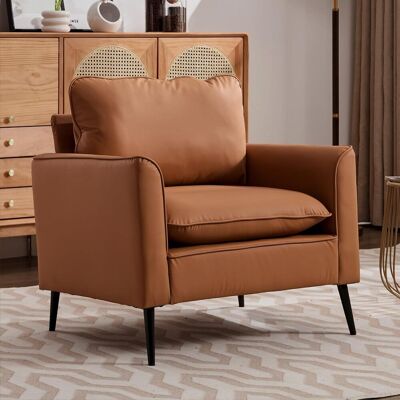 ACKERMAN Canapé Avec Revêtement En Simili Cuir Anti-rayures Style Nordique Rétro, Minimaliste Et Luxueux, Comme Fauteuil De Détente Individuel Pour Salon, Balcon Ou Chambre. Élégant Et Généreux - Publicité ACKERMAN Canapé Avec Revêtement En Simili Cuir Anti-rayures Style Nordique Rétro, Minimaliste Et Luxueux, Comme Fauteuil De Détente Individuel Pour Salon, Balcon Ou Chambre. Élégant Et Généreux - Publicité