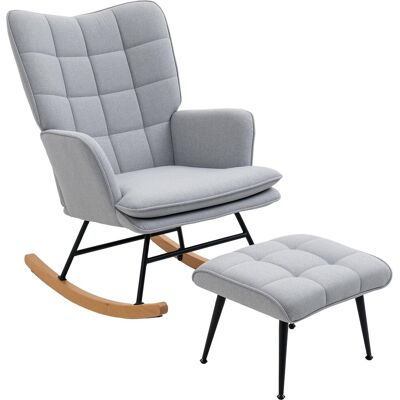 OEM Fauteuil À Bascule Avec Repose-pieds, Coussin Rembourré Et Accoudoirs. Poids : 130 Kg. Gris Clair. Publicité OEM Fauteuil À Bascule Avec Repose-pieds, Coussin Rembourré Et Accoudoirs. Poids : 130 Kg. Gris Clair. Publicité