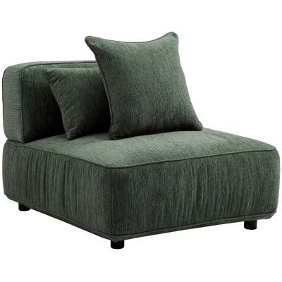 VENTE-UNIQUE Fauteuil En Tissu Chenille Vert Lelaco - Publicité VENTE-UNIQUE Fauteuil En Tissu Chenille Vert Lelaco - Publicité