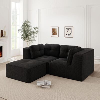 OEM Canapé D'Angle Modulable Et Configurable, Deux Places, Canapé En L Sans Cadre Avec Pouf Amovible, Tissu Velours Côtelé Confortable, Convient Au Salon Et À La Chambre, Noir. Publicité OEM Canapé D'Angle Modulable Et Configurable, Deux Places, Canapé En L Sans Cadre Avec Pouf Amovible, Tissu Velours Côtelé Confortable, Convient Au Salon Et À La Chambre, Noir. Publicité