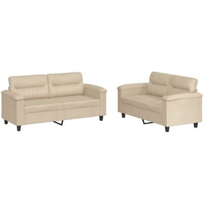 DESIGN IN Ensemble De Canapé Sofas 2 Pcs Avec Coussins Crème Tissu Microfibre - Publicité DESIGN IN Ensemble De Canapé Sofas 2 Pcs Avec Coussins Crème Tissu Microfibre - Publicité
