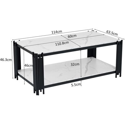 OEM Rechteckiger Couchtisch Mit Metallbeinen, Tischplatte In Marmorierung, Moderne Wohnzimmermöbel, Weiß-schwarz – H46/b1140/t64 Cm - Publicité OEM Rechteckiger Couchtisch Mit Metallbeinen, Tischplatte In Marmorierung, Moderne Wohnzimmermöbel, Weiß-schwarz – H46/b1140/t64 Cm - Publicité