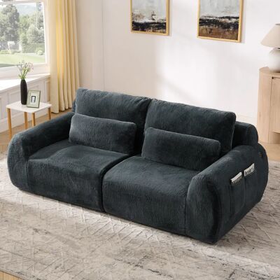 SANS MARQUE Canapé Droit 2 Places Gris –fausse Fourrure Lapin Douce –usb Intégré Poche Magazine–haute Résilience–208×101×81cm - Publicité SANS MARQUE Canapé Droit 2 Places Gris –fausse Fourrure Lapin Douce –usb Intégré Poche Magazine–haute Résilience–208×101×81cm - Publicité