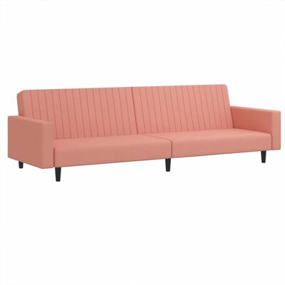 DESIGN IN Canapé Sofa-lit À 2 Places Rose Velours - Publicité DESIGN IN Canapé Sofa-lit À 2 Places Rose Velours - Publicité