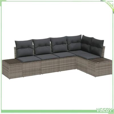 OEM Ensemble De Canapé De Jardin - Fafeicy - Modulaire - Gris - Polyrotin & Acacia - Rangement Et Plateau Réglable - Publicité OEM Ensemble De Canapé De Jardin - Fafeicy - Modulaire - Gris - Polyrotin & Acacia - Rangement Et Plateau Réglable - Publicité