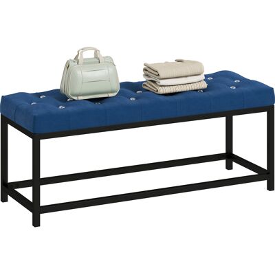 OEM Banc De Pied De Lit En Velours — Design Capitonné — Piétement En Métal — Idéal Pour Chambre, Entrée Ou Salon — Bleu Profond - Publicité OEM Banc De Pied De Lit En Velours — Design Capitonné — Piétement En Métal — Idéal Pour Chambre, Entrée Ou Salon — Bleu Profond - Publicité