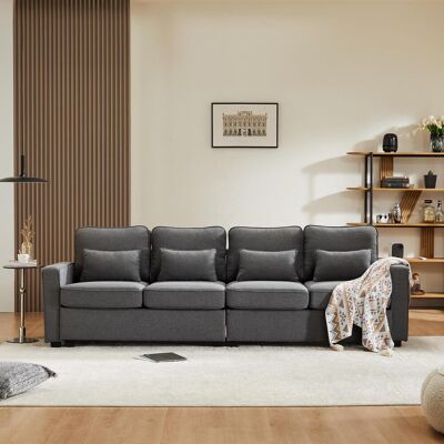 OEM Ce Canapé Moderne Quatre Places Est Revêtu De Lin Et Possède Des Accoudoirs Avec Poches Et Quatre Coussins. Son Design Minimaliste S'Intègre Parfaitement Aux Salons, - Publicité OEM Ce Canapé Moderne Quatre Places Est Revêtu De Lin Et Possède Des Accoudoirs Avec Poches Et Quatre Coussins. Son Design Minimaliste S'Intègre Parfaitement Aux Salons, - Publicité