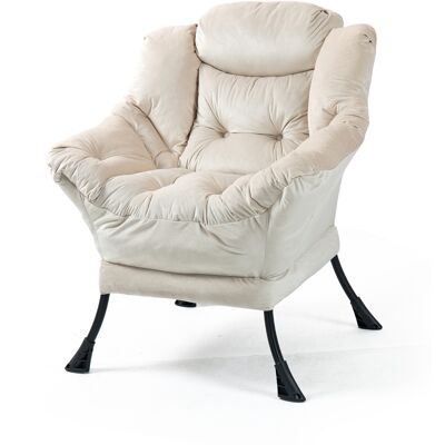 ARRIGONI Fauteuil Relax Avec Structure En Métal Et Poche Latérale, Style Simple, Confortable Pour Chambre, Salon Et Balcon - Publicité ARRIGONI Fauteuil Relax Avec Structure En Métal Et Poche Latérale, Style Simple, Confortable Pour Chambre, Salon Et Balcon - Publicité