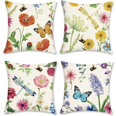 ABYSSE Housse De Coussin Fleurs Jardin Floral 45 X 45 Cm Polyester Lin Été Printemps Décoratif Taie D'Oreiller Pour Canapé Salon Chambre Chaise Maison Décoration 4 Pièces - Publicité ABYSSE Housse De Coussin Fleurs Jardin Floral 45 X 45 Cm Polyester Lin Été Printemps Décoratif Taie D'Oreiller Pour Canapé Salon Chambre Chaise Maison Décoration 4 Pièces - Publicité