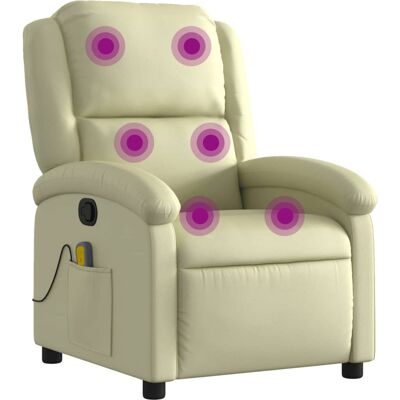 Maison Exclusive - Fauteuil De Massage Inclinable Crème Cuir Véritable - Publicité Maison Exclusive - Fauteuil De Massage Inclinable Crème Cuir Véritable - Publicité